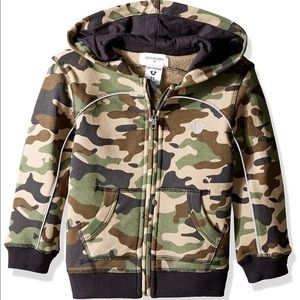 Boys Distressed Camo Zip Up Hoodie